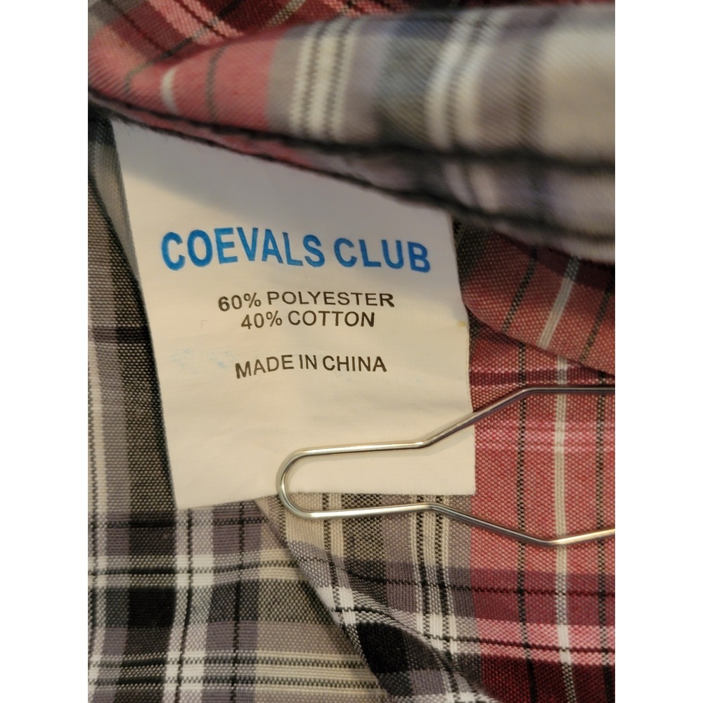 Coevals Club Western Snap Shirt Mens Small Red White Black Plaid Excellent Pearl - Picture 7 of 7